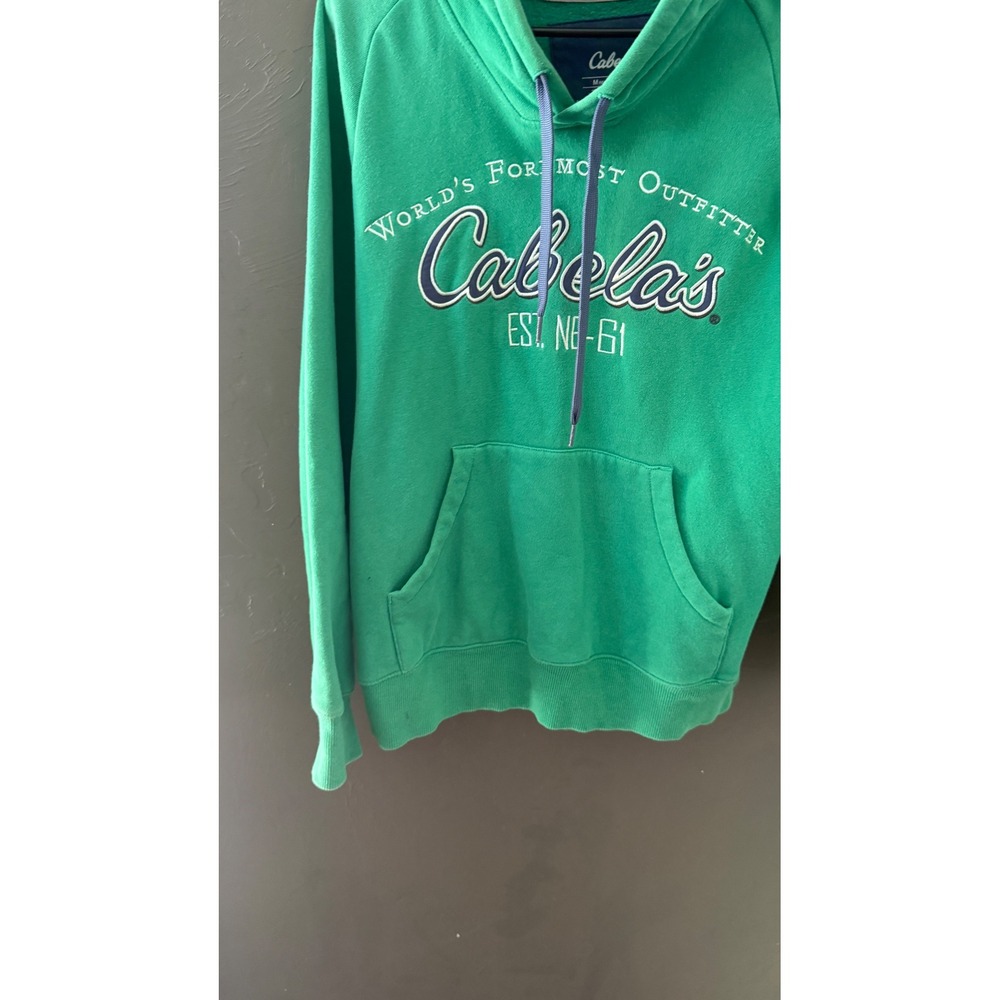 Cabelas Mens Green Pullover Hoodie Embroidered Logo Hunting Medium Outdoor - Picture 4 of 8